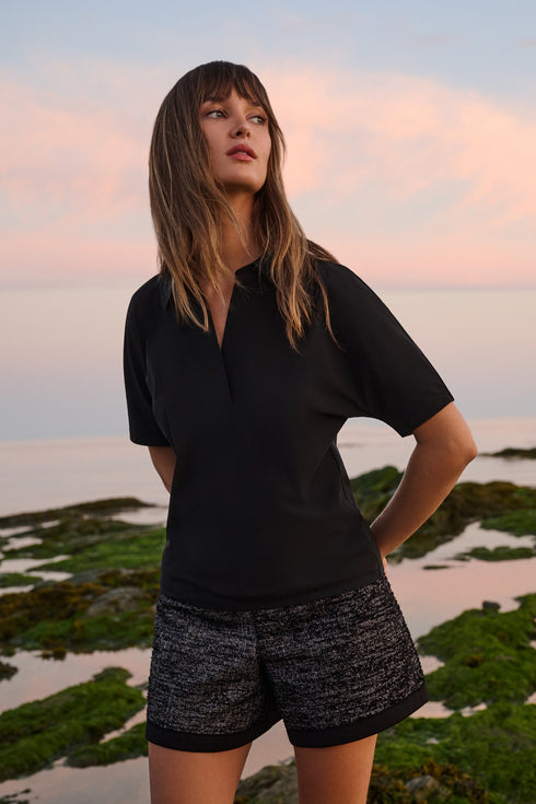 Shan Laurence Luxurious textured jacquard shorts